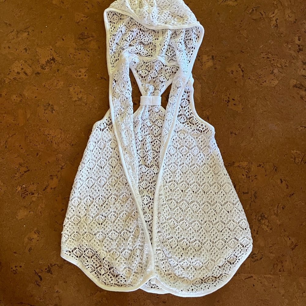 Crocheted vest with hood/swim coverup 🌞🌻
